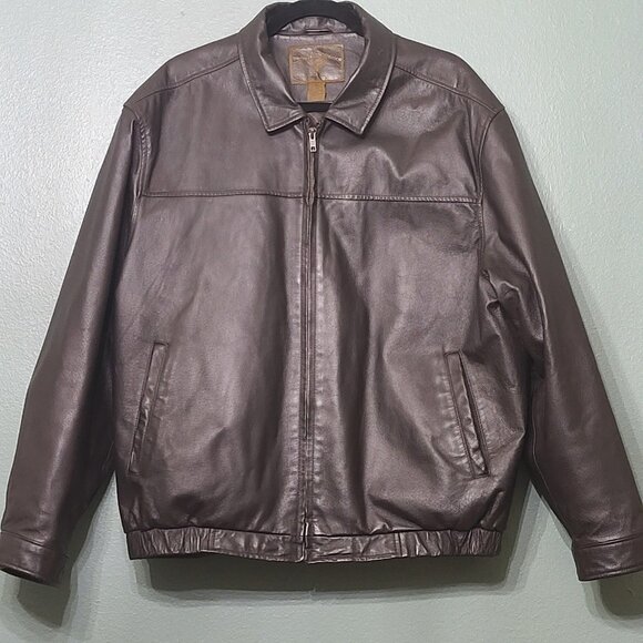Saddlebred Men's Brown Leather Jacket Vintage XL - Picture 1 of 11